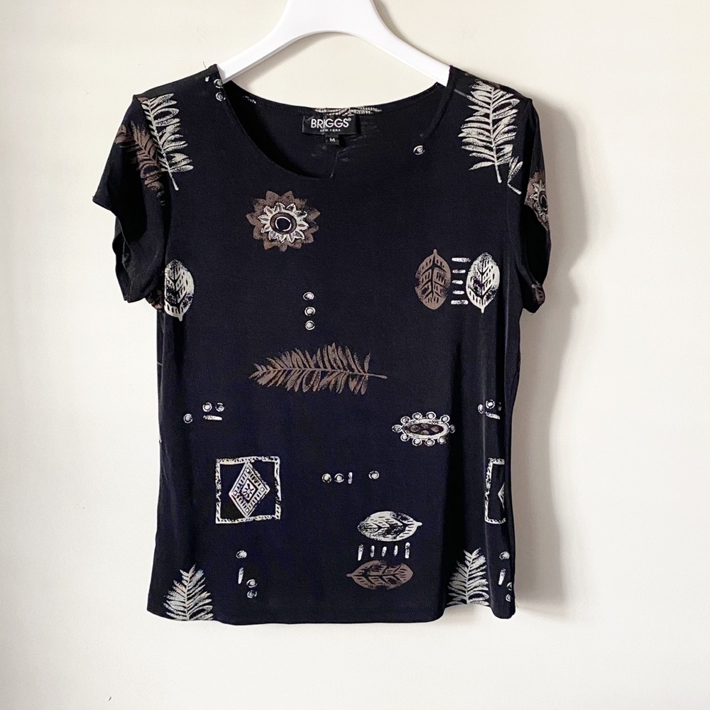 Women’s Printed Tee Shirt Patterned Black M - Picture 7 of 7